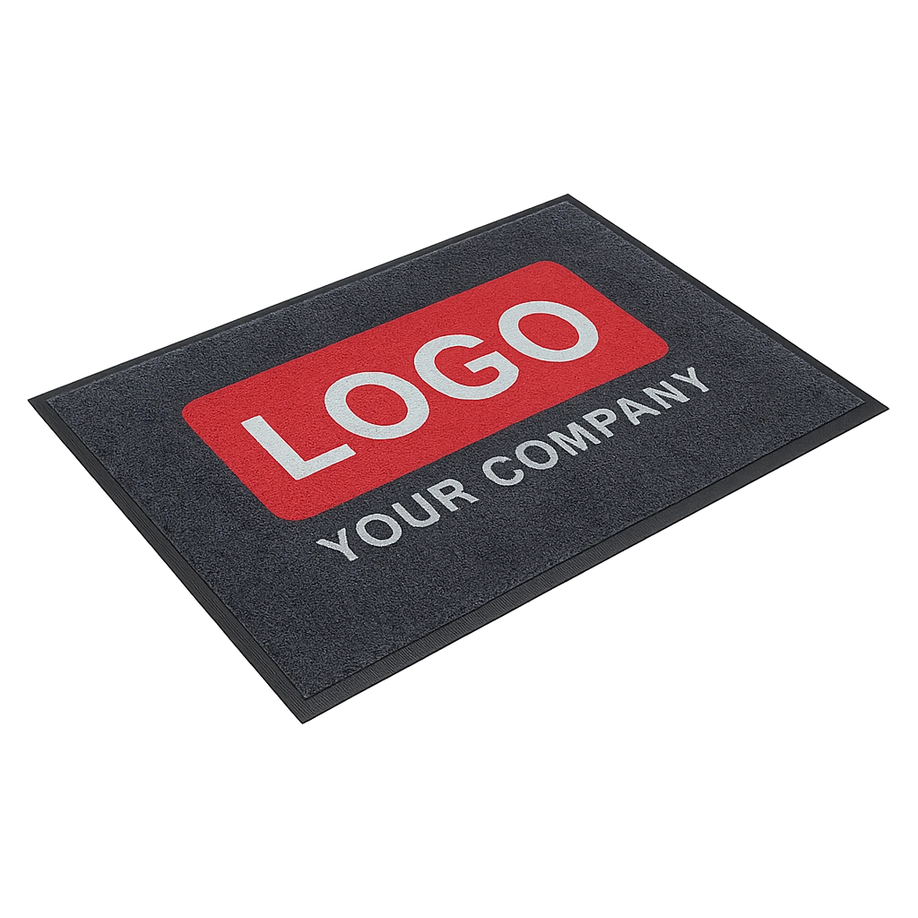 Logo-branded entrance mat Rugby – custom commercial floor mat with company branding